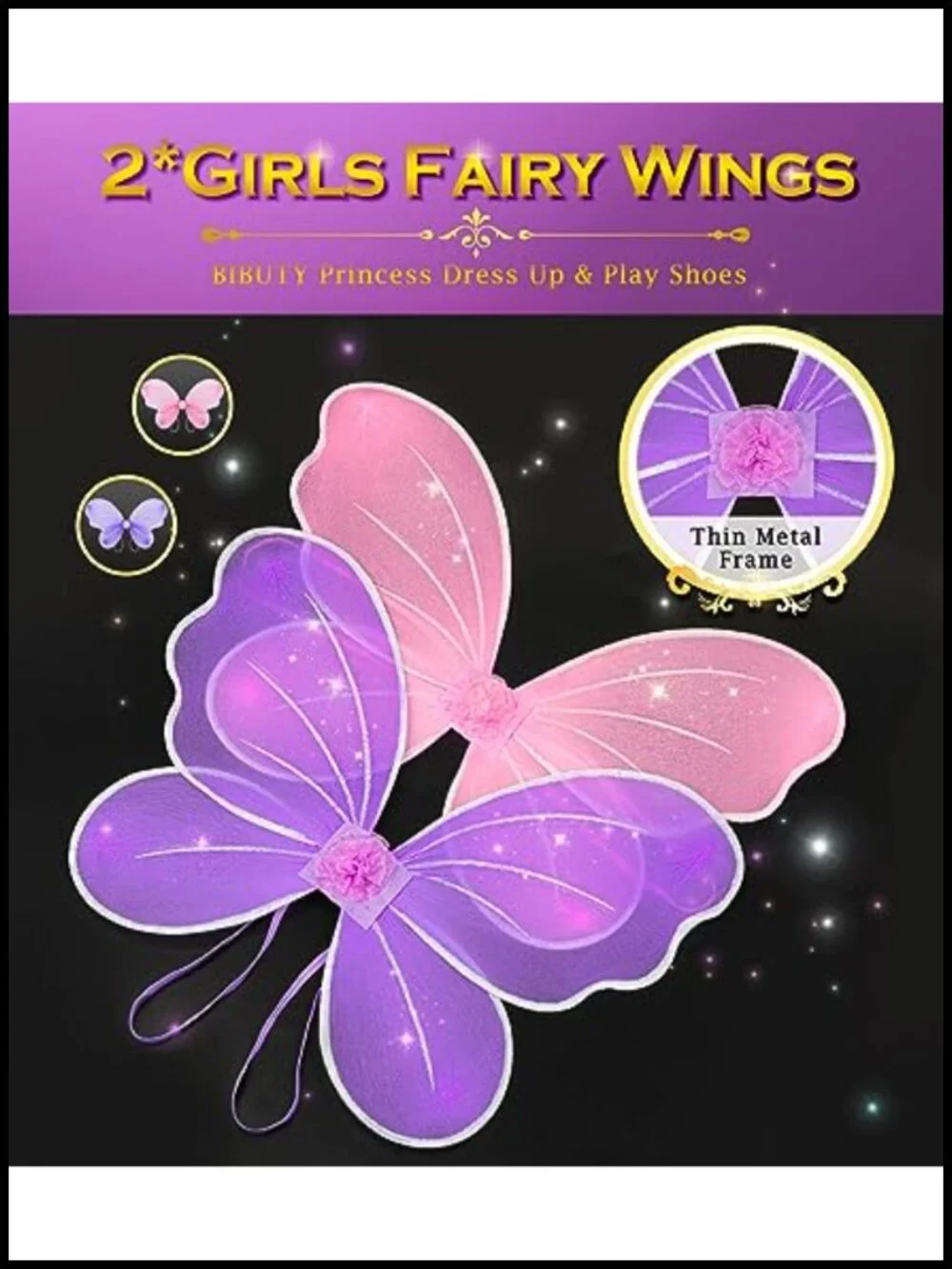 Kids Princess Dress Up Costume Set with Tutu, Fairy Wings & Shoes